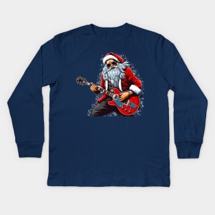 Guitar Santa Kids Long Sleeve T-Shirt